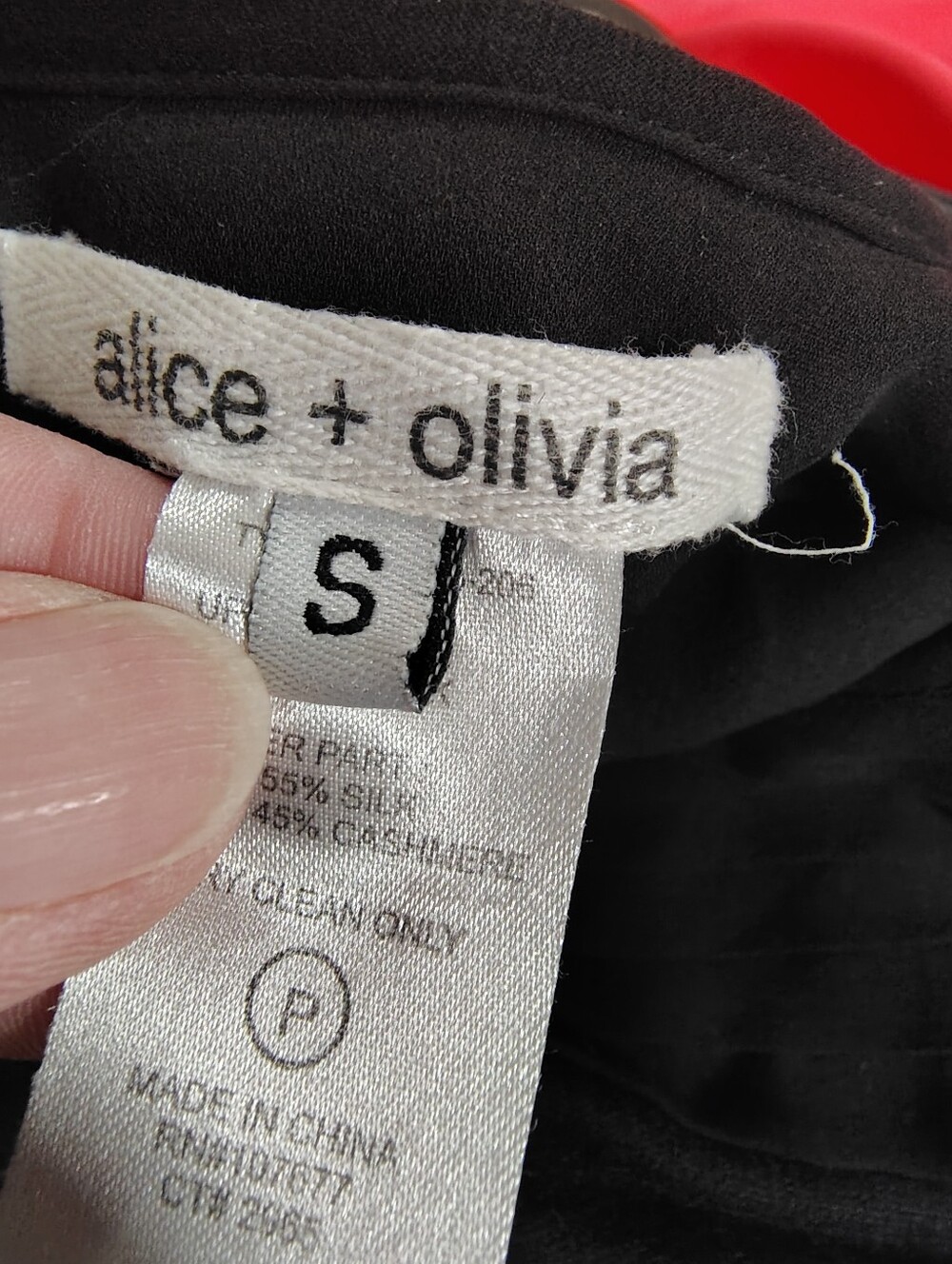 Alice + Olivia $398 Silk Cashmere Black Puff Sleeve Top Women's Small Coquette - Picture 4 of 10